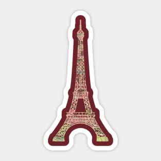 Eiffel Tower cut from 1915 Map of Monuments of Paris Sticker